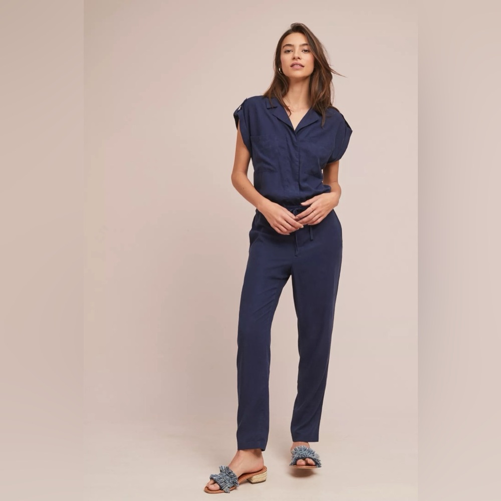 ANTHROPOLOGIE X SANCTUARY Surplice Jumpsuit - Navy - Sz XS